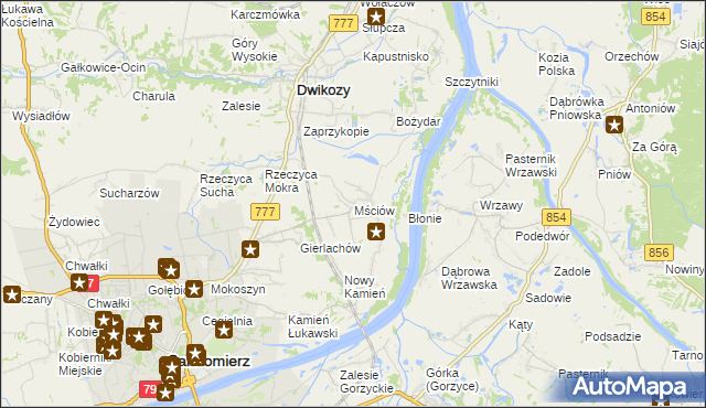 mapa Mściów, Mściów na mapie Targeo