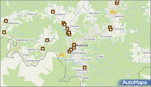 mapa Muszyna, Muszyna na mapie Targeo