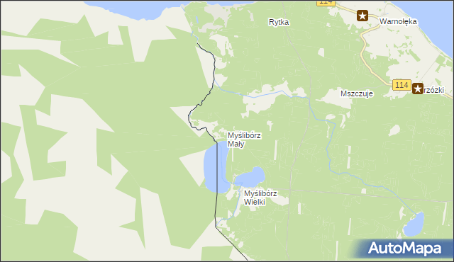 mapa Myślibórz Mały, Myślibórz Mały na mapie Targeo