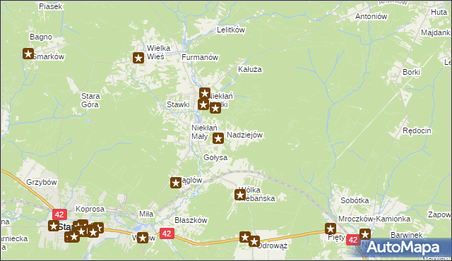 mapa Nadziejów gmina Stąporków, Nadziejów gmina Stąporków na mapie Targeo