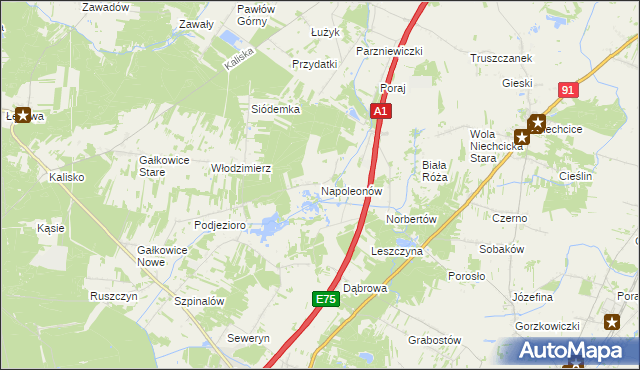 mapa Napoleonów gmina Kamieńsk, Napoleonów gmina Kamieńsk na mapie Targeo