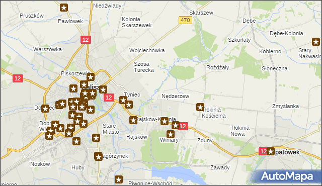 mapa Nędzerzew gmina Opatówek, Nędzerzew gmina Opatówek na mapie Targeo