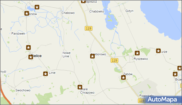 mapa Nieborowo, Nieborowo na mapie Targeo