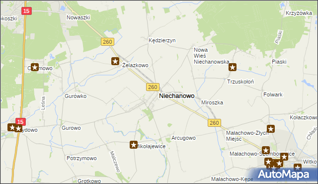 mapa Niechanowo, Niechanowo na mapie Targeo