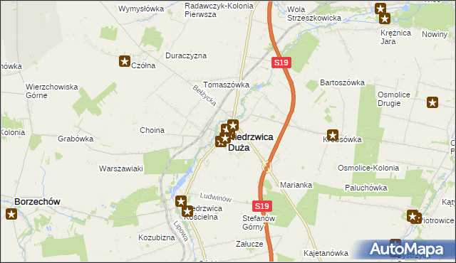 mapa Niedrzwica Duża, Niedrzwica Duża na mapie Targeo