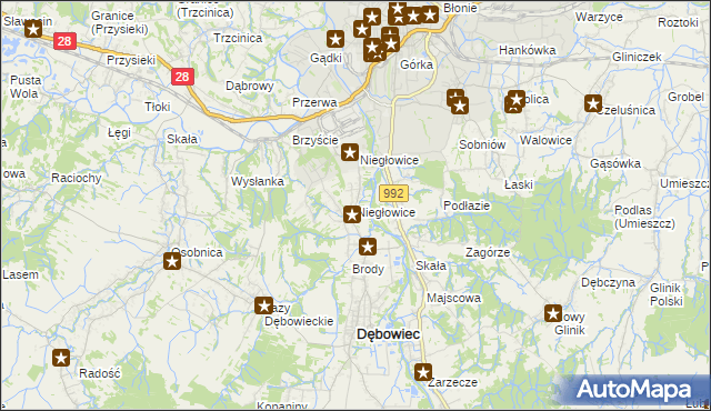 mapa Niegłowice, Niegłowice na mapie Targeo