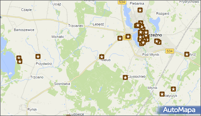 mapa Nielub, Nielub na mapie Targeo