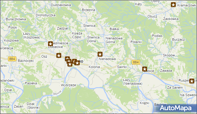 mapa Nienadowa, Nienadowa na mapie Targeo