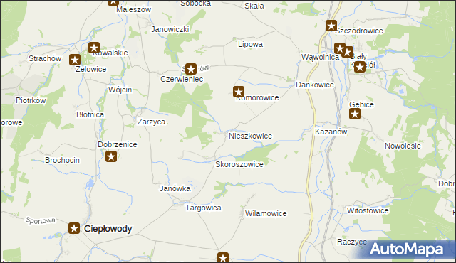 mapa Nieszkowice gmina Strzelin, Nieszkowice gmina Strzelin na mapie Targeo