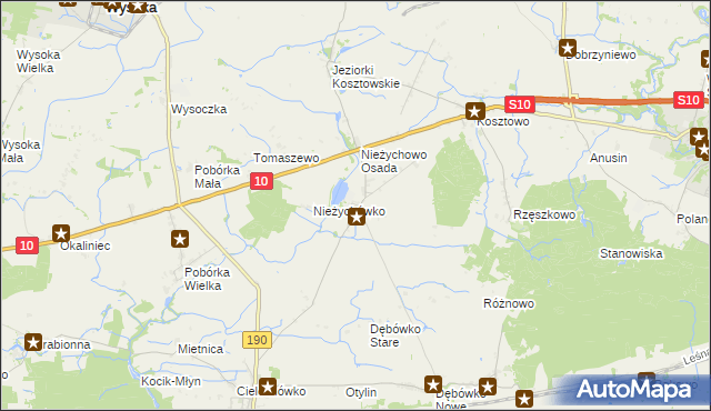 mapa Nieżychowo, Nieżychowo na mapie Targeo