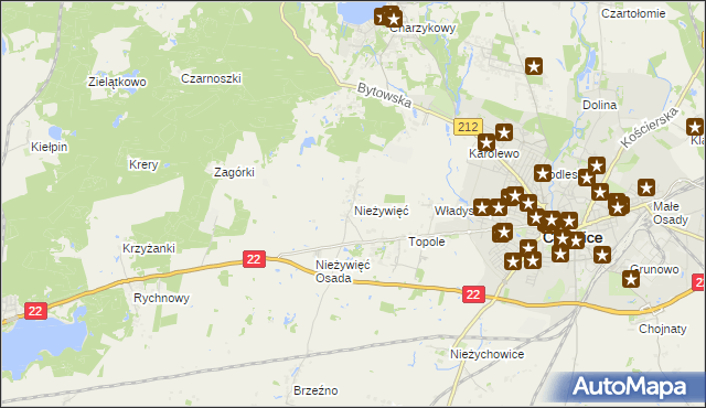 mapa Nieżywięć gmina Człuchów, Nieżywięć gmina Człuchów na mapie Targeo