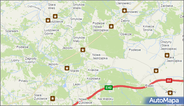 mapa Nowa Jastrząbka, Nowa Jastrząbka na mapie Targeo