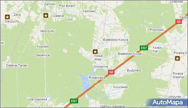 mapa Nowa Wieś gmina Brańszczyk, Nowa Wieś gmina Brańszczyk na mapie Targeo