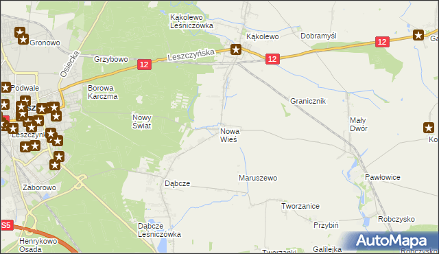 mapa Nowa Wieś gmina Rydzyna, Nowa Wieś gmina Rydzyna na mapie Targeo
