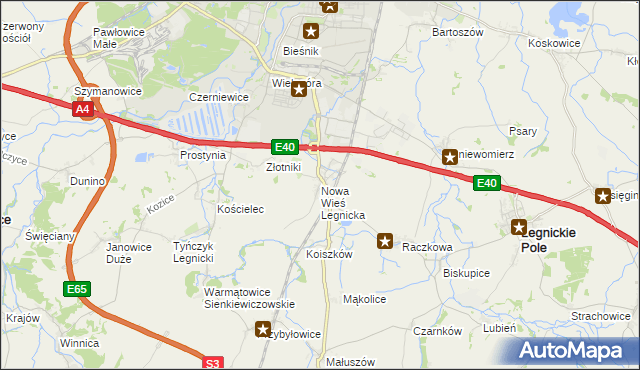 mapa Nowa Wieś Legnicka, Nowa Wieś Legnicka na mapie Targeo