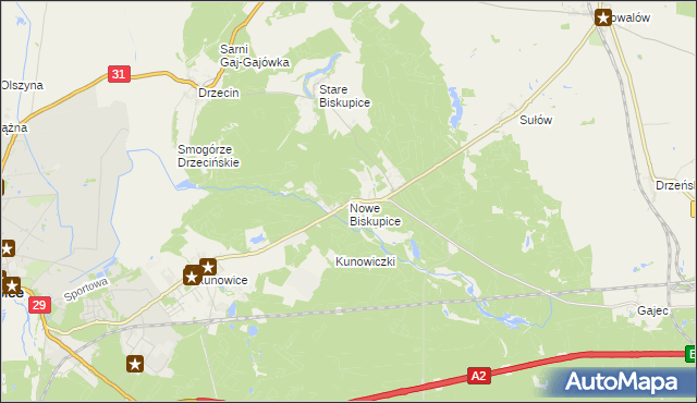 mapa Nowe Biskupice gmina Słubice, Nowe Biskupice gmina Słubice na mapie Targeo