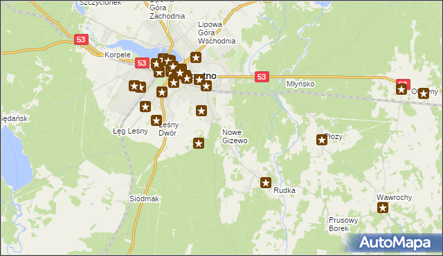 mapa Nowe Gizewo, Nowe Gizewo na mapie Targeo