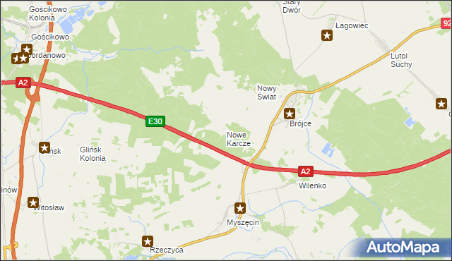 mapa Nowe Karcze, Nowe Karcze na mapie Targeo