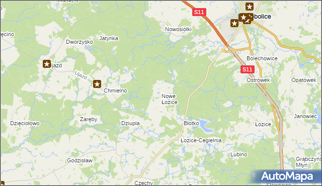 mapa Nowe Łozice, Nowe Łozice na mapie Targeo