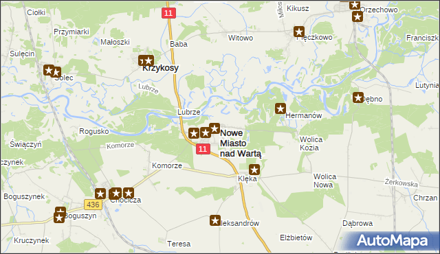 mapa Nowe Miasto nad Wartą, Nowe Miasto nad Wartą na mapie Targeo