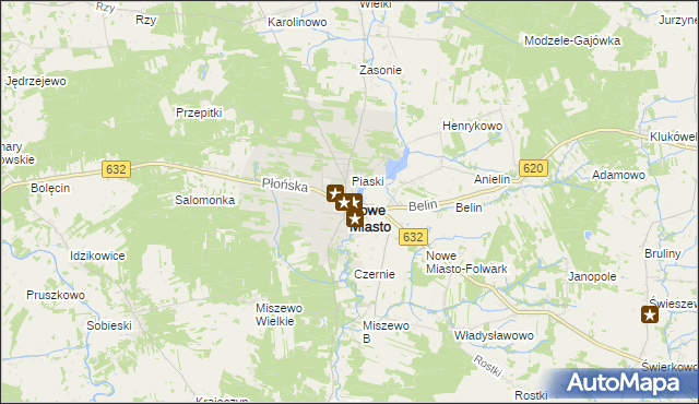 mapa Nowe Miasto powiat płoński, Nowe Miasto powiat płoński na mapie Targeo