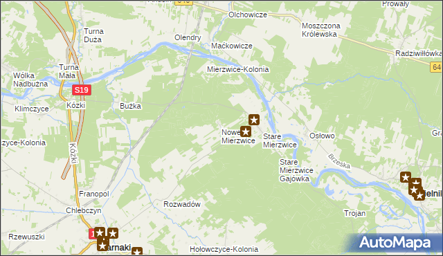 mapa Nowe Mierzwice, Nowe Mierzwice na mapie Targeo