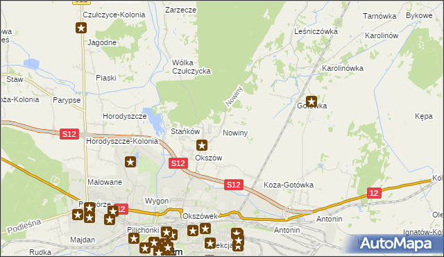 mapa Nowiny gmina Chełm, Nowiny gmina Chełm na mapie Targeo