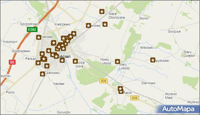 mapa Nowy Lubosz, Nowy Lubosz na mapie Targeo