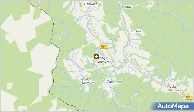 mapa Nowy Łupków, Nowy Łupków na mapie Targeo