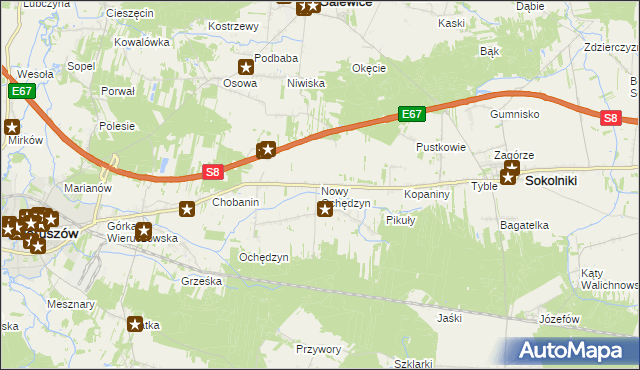 mapa Nowy Ochędzyn, Nowy Ochędzyn na mapie Targeo