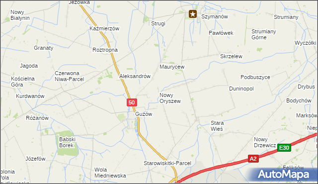 mapa Nowy Oryszew, Nowy Oryszew na mapie Targeo