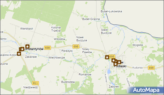mapa Nowy Pawłów, Nowy Pawłów na mapie Targeo