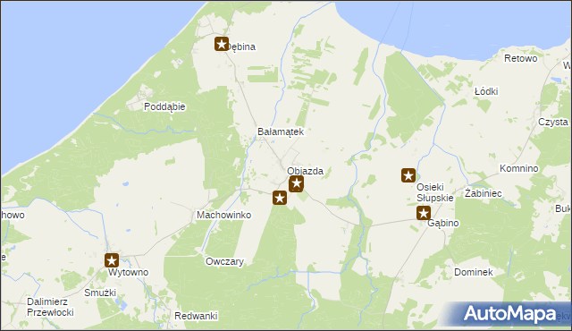 mapa Objazda gmina Ustka, Objazda gmina Ustka na mapie Targeo