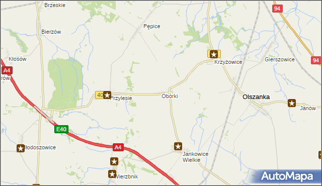 mapa Obórki gmina Olszanka, Obórki gmina Olszanka na mapie Targeo