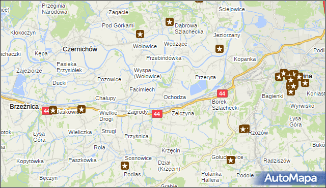 mapa Ochodza gmina Skawina, Ochodza gmina Skawina na mapie Targeo