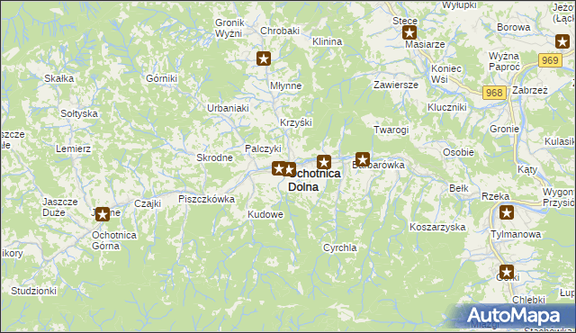 mapa Ochotnica Dolna, Ochotnica Dolna na mapie Targeo