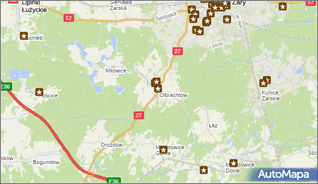 mapa Olbrachtów, Olbrachtów na mapie Targeo