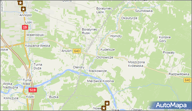 mapa Olchowicze, Olchowicze na mapie Targeo