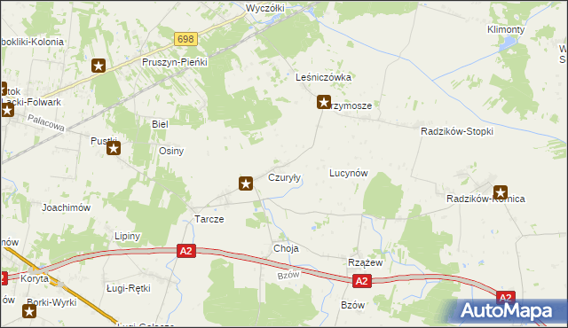 mapa Olędy gmina Zbuczyn, Olędy gmina Zbuczyn na mapie Targeo