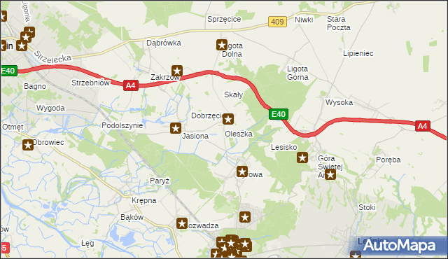 mapa Oleszka, Oleszka na mapie Targeo