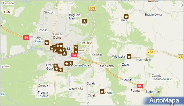 mapa Olewin gmina Olkusz, Olewin gmina Olkusz na mapie Targeo