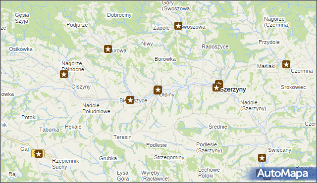 mapa Ołpiny, Ołpiny na mapie Targeo