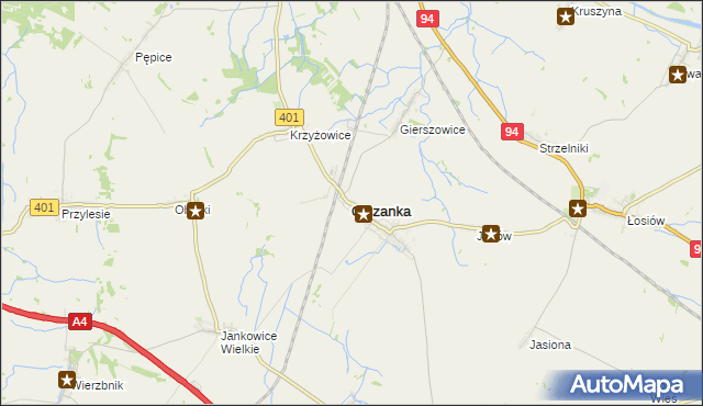 mapa Olszanka powiat brzeski, Olszanka powiat brzeski na mapie Targeo