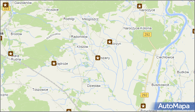 mapa Olszany gmina Rudna, Olszany gmina Rudna na mapie Targeo