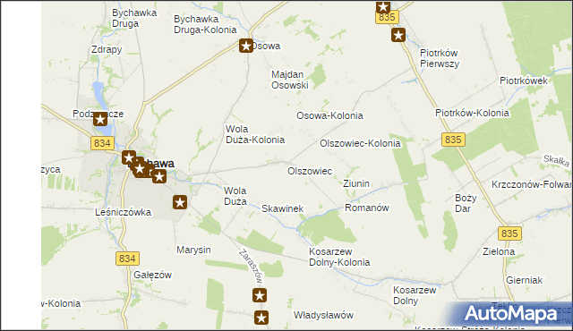 mapa Olszowiec gmina Bychawa, Olszowiec gmina Bychawa na mapie Targeo