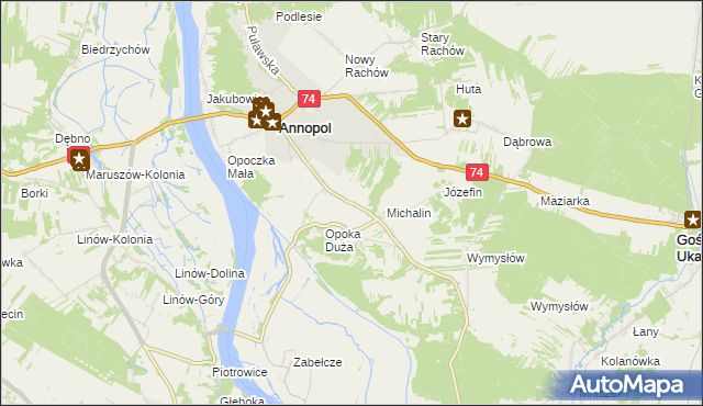 mapa Opoka-Kolonia, Opoka-Kolonia na mapie Targeo