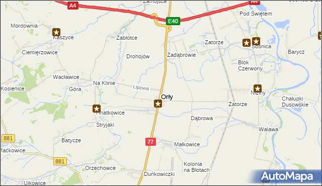 mapa Orły powiat przemyski, Orły powiat przemyski na mapie Targeo