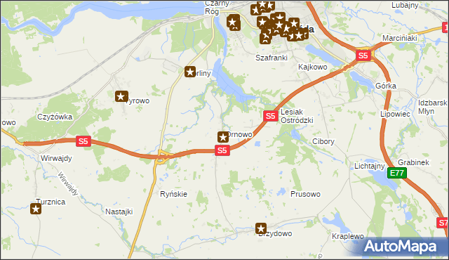 mapa Ornowo, Ornowo na mapie Targeo