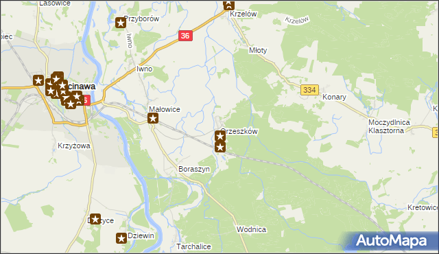 mapa Orzeszków gmina Wińsko, Orzeszków gmina Wińsko na mapie Targeo