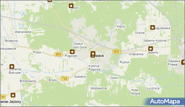 mapa Osieck, Osieck na mapie Targeo